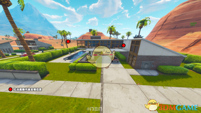 《堡垒之夜》棕榈天堂资源分布介绍