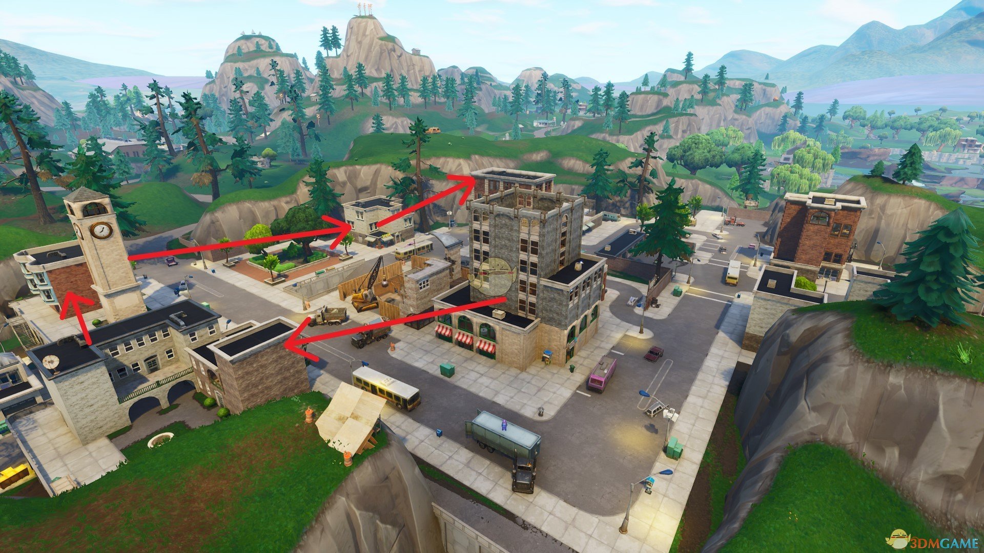 《堡垒之夜》斜塔小镇四排攻略