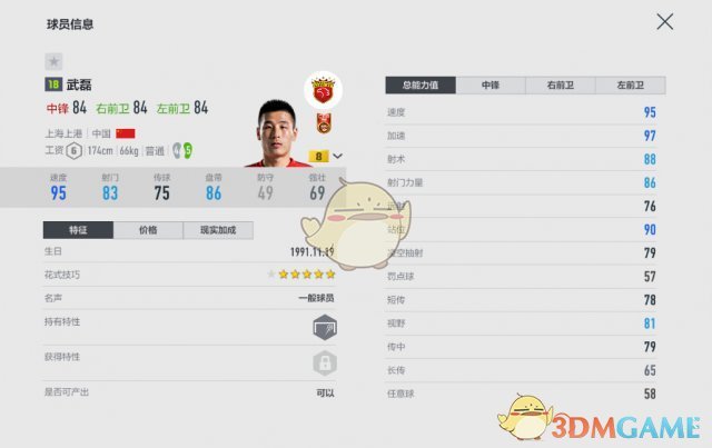 《FIFAOL4》武磊属性全方位分析