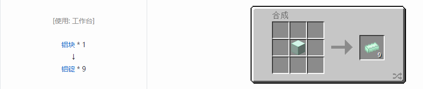 我的世界核电工艺锭合成表大全