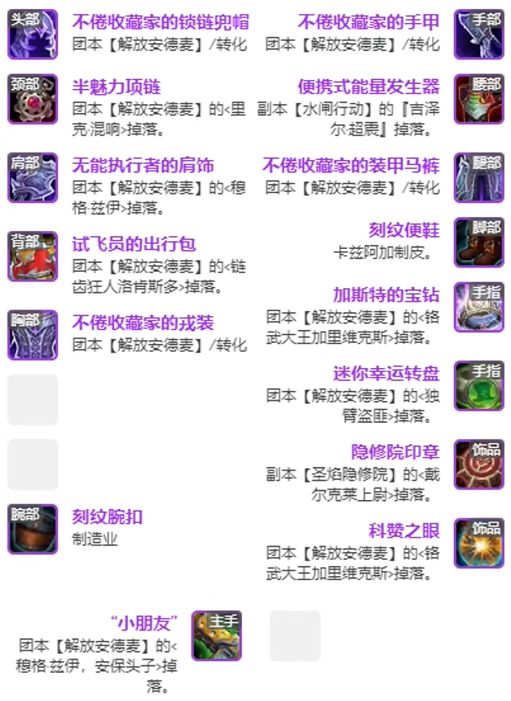 魔兽世界11.1全职业毕业装备推荐