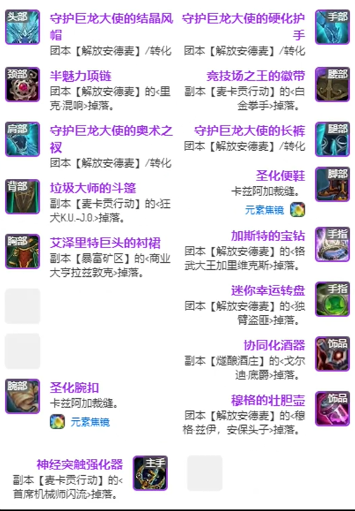 魔兽世界11.1全职业毕业装备推荐