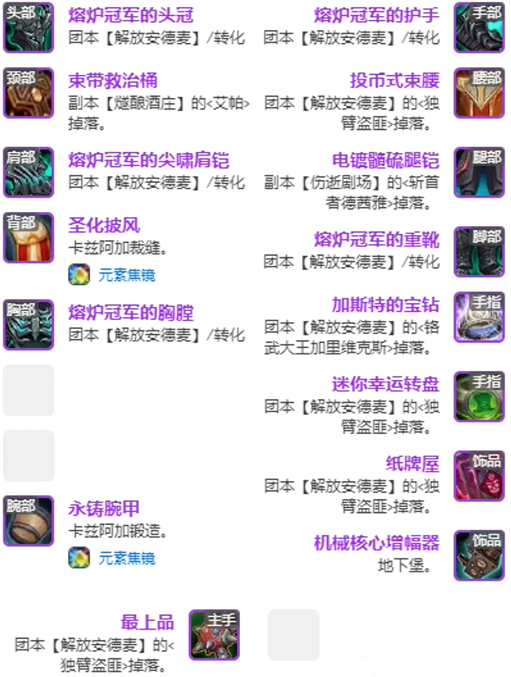 魔兽世界11.1全职业毕业装备推荐