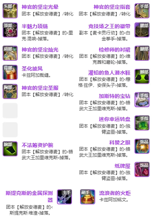 魔兽世界11.1全职业毕业装备推荐