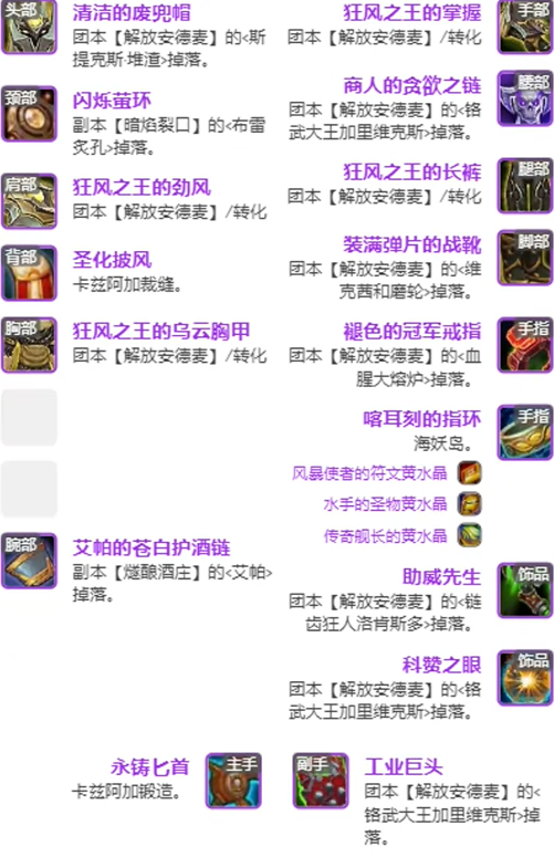 魔兽世界11.1全职业毕业装备推荐