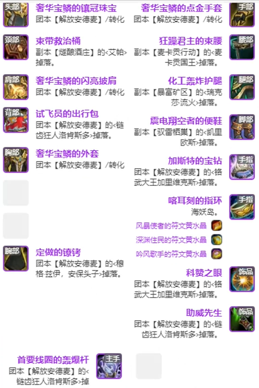 魔兽世界11.1全职业毕业装备推荐