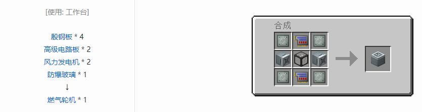 我的世界科技复兴发电设备合成表大全