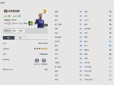 《FIFA online4》法布雷加斯球员信息