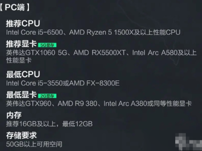 三角洲行动：配置需求全面解析