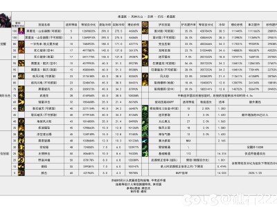 DNF115级男柔道输出数据表